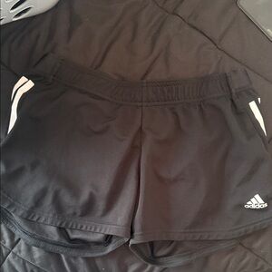 Adidas Women's Athletic Shorts in Black with White Stripes
